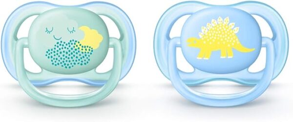 Avent Ultra Air Soothers Night 0-6MTHS + Blue