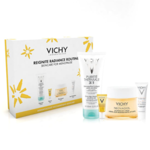 Support your skin throughout menopause with the Vichy Reignite Radiance Routine Gift Set.